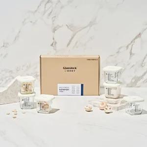 베이비 눈금 이유식용기 큰용량 270ml 스마일캡 6조 선물세트 (코코넛밀크)