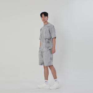 타이다이 남자 물나염 티셔츠 반바지 오버핏 반팔티 트레이닝 복 팬츠 상하의 셋업  커플 룩 레트로 코디