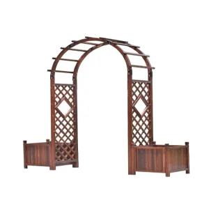 정원 원목 아치형 대문 전원 가든 주택 울타리 방부목