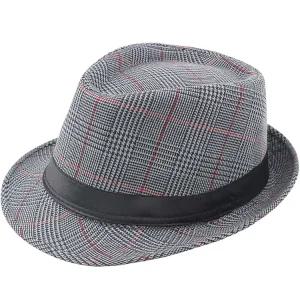 체크 페도라 남성용 여름 스타일 추천 감성 모자 레저파티 중년노년층 재즈