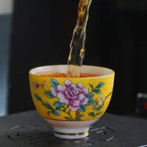 플라워 다기 사케잔 6p세트 80ml 작약 찻잔 레트로 (WF28DCE)