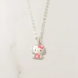 헬로키티 아동 주얼리 러블리 핑크 키티 실버목걸이(미아방지, 각인 추가)