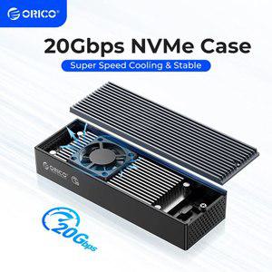 냉각 팬이 내장된 ORICO M.2 NVME SSD 케이스 2230 2242 2260 2280 SSD용 Type-C M2 20Gbps 인클로저