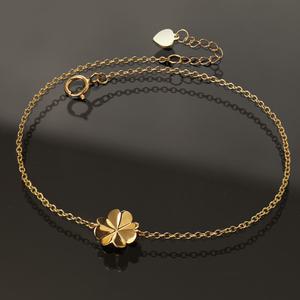 14K 18K 팔찌 19cm 로즈골드 플라워 라일라 데일리 행운의 클로버 여성 체인 금 팔찌
