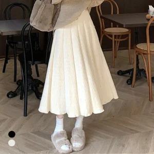 KARRA 롱플리츠밴딩니트스커트_A5F0325