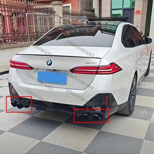 BMW 호환 5 시리즈 G60 525i 530i 2024+용 블랙/카본 리어 ABS 크롬 테일 배기 머플러 팁 엔드 파이프 장식