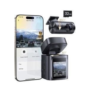 베이스어스 VD1 프로 솔라 대시 캠 앞뒤, 차량용 4K+1080P 카메라, 하드와이어 없는 주차 모드, 스타비스 나이트 비전, 32GB 카드 포함, 5GHz WiFi, GPS, 170 광각, 음성 제어