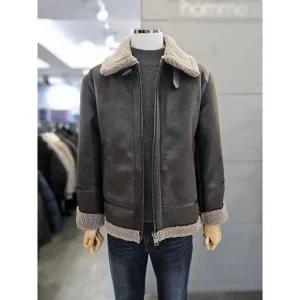 [바쏘옴므] 세이브존03 바쏘옴므 남자 다크브라운 양가죽 배색 무스탕 점퍼 WSAGZ4 (S42080157)