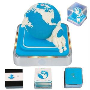 타임피스 캘린더 2026 3D 메모장 책상 티어웨이 메모장, 조명 DIY 아트 조각 스티커 노트 아트워크 선물 크리스마스 오피스 데스크톱 장식 - 블루 어스