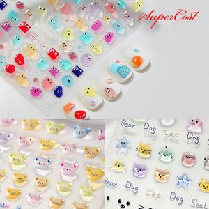 네일아트 귀여운 몬스터 동물 5D 엠보 젤리스티커 3종