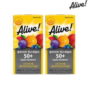 얼라이브 원스데일리 멀티비타민 50 플러스 60정 2병 +휴대용약케이스/쇼핑백