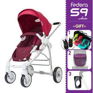 [페도라]S9 화이트 디럭스 유모차 (전색상)+컵홀더+풋커버+아답터+CO 카시트