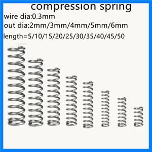 20pcs 0.3mm 압축 스프링 외경 2mm 3mm 4mm 5mm 6mm 스테인레스 스틸 마이크로 소형 압축 스프링 길이 5mm-