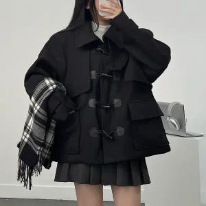 [러블리] 빅카라 모직 떡볶이 숏 코트 2컬러