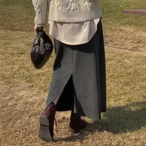 [코코블랑] 헤즐 밍크기모 롱 스커트(밴딩)