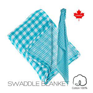 [루루조] 머슬린 사계절 속싸개 블랭킷 담요 Aqua