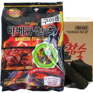 바베큐 참숯 2kg 1박스(8EA/착화제 중량 포함) 숯 차콜 구이용숯 캠핑숯 바베큐용숯 바베큐용 차콜 봉지숯