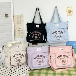 귀여운 곰돌이 큐티 에코백 학생 학원 보조가방 크로스백