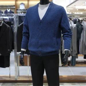 [바쏘](의정부점)FW 울 블랜딩 보카시 아우터형 V넥 가디건 코발트블루