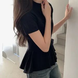 [코코블랑] 페플럼 반폴라 니트