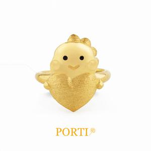 [뽀르띠] 순금 24K 용띠 하트용 아기 백일반지 돌반지 3.75g