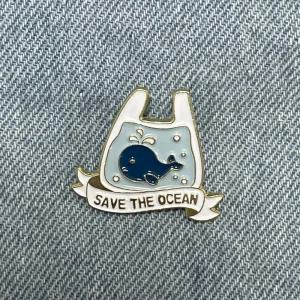 CQY184 환경보호뱃지 노 비닐 해양 바다 고래 동물 보호 브로치 뱃지 빼지
