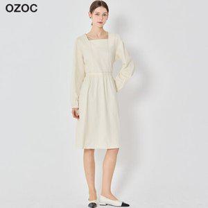 오조크 라인 스티치 벨티드 원피스