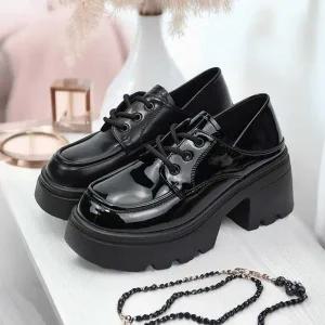 유무광 여성 로퍼 구두 통굽 키높이 쿠션인솔 단화-WFG9IGM