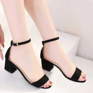 인기상품 통굽샌들 여성 샌들 스웨이드 스트랩 펌프스힐 페미닌룩 발목 [WFJHNBW_251110]