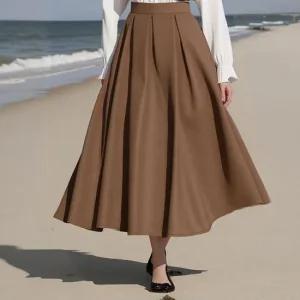 햅번스타일 국산 롱스커프 핀턱치마 베이직스커트