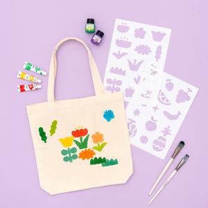 [민화샵] 스텐실 도안 에코백 만들기 미술 재료 작품 꽃 과일 전통 공판화 파우치