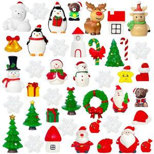 Bvr ry 42개 미니어처 겨울 정원 크리스마스 장식품, 수지 DIY 미니 액세서리, 파티 장식용 테마 피규어, 장면