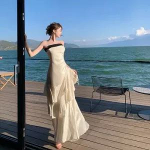 여성 코디 민소매 원피스 가을 나시 흑백 머메이드 생일 작은 드레스 여행 바캉스 비치 롱스커트 스포M3