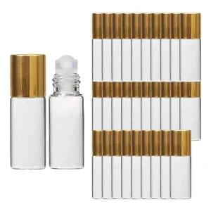 [에이치플러스몰]롤온 향수용기 공병 골드 뚜껑 투명 3ml 30개