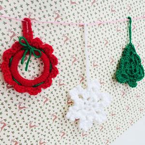 [문구티쳐] 코바늘로 크리스마스 오너먼트 뜨기 1인세트 3중택1 (눈꽃/트리/미니리스) 감성장식품 인테리어