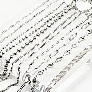 [BZJF6K57_49]써지컬스틸 체인 초커 긴목걸이 볼 10030