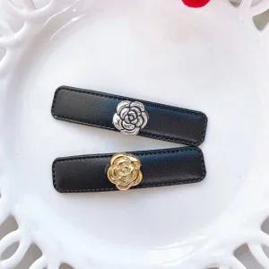 레인걸 [2P세트] 골드실버장미  똑딱핀 옆머리핀 앞머리 포인트 여성헤어핀 (A5669)