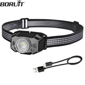 BORUiT 모션 IR 센서 미니 LED 헤드램프 조명 5 모드 줌 헤드라이트 USB 충전식 헤드 토치 캠핑 낚시용 B33