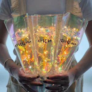 한송이 꽃다발 오로라 홀로그램 장미 졸업식 입학식 발표회 학예회 이벤트 선물 단체 행사