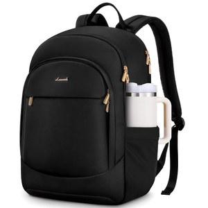 LOVEVUOK 여성용 노트북 백팩, 17.3인치 비즈니스 백팩 지갑, 대용량 캐주얼 데이팩, 직장용 컴퓨터 대학용 여행용 블랙