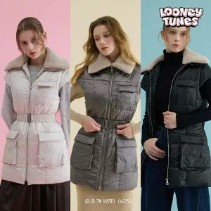 [LOONEY TUNES] 루니툰즈 25FW 양모카라 캐시블렌딩 패딩 베스트 1종
