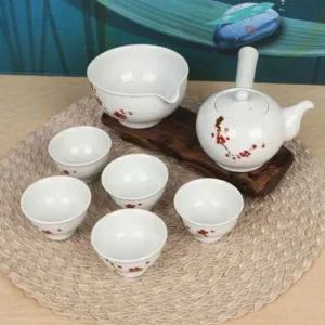 백자 매화 5인 다기세트 전통다기 다기세트 도자기다기세트 찻잔세트 백자다기 티포트 다도 다도구 5인다기