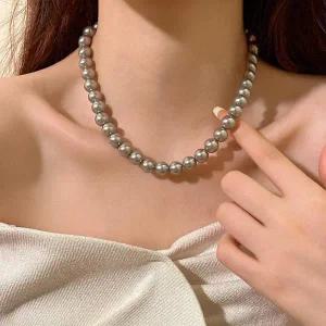 [골드스마일]클래식 레이어드 진주 비즈 포인트 패션 목걸이 초커