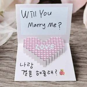 [셀러에이드]하트 디자인 프로포즈 카드 생일 축하 손편지용 팝업카드