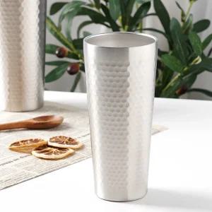 벌집 이중 스텐컵 430ml 실버 맥주잔 보냉보온컵 물컵