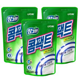 CJ라이온 참그린 콤팩트 주방세제 리필 500g 3개