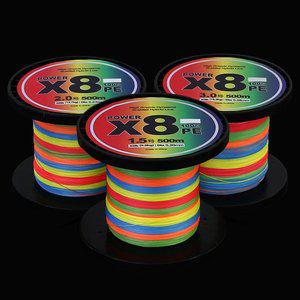 [머털낚시]레인보우 8합사 500m 대용량 오색합사 X8 PE 바다 민물 낚시줄