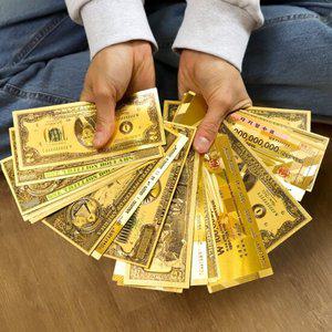 황금 골드 금박 행운 지폐 2달러 1조 천억 수표 달마 부자되는
