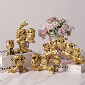 재물과 행운의 풍수 인테리어 황금 부엉이 장식품 장식소품 집들이 선물