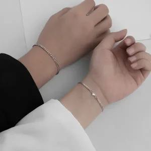 (커플/우정) 데일리 심플 실버 커플 체인 팔찌 1+1